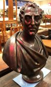 A bronzed plaster bust study of the Duke of Wellington inscribed to the plaque below "Orpheus