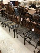 A French gilt metal and wrought steel bench and chairs made from French armory dating from the