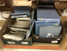 Two boxes containing 41 various decorative plates including Wedgwood calendar plates and others