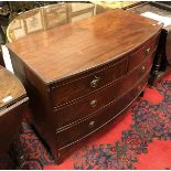 A Victorian mahogany bow-fronted chest of two short over two long drawers on bracket feet