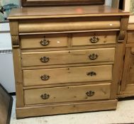A Victorian pine North Country chest with cushion drawer over two short and three long drawers