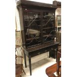 A 19th Century mahogany bookcase cabinet with astragal-glazed doors enclosing adjustable shelving,