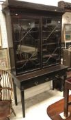 A 19th Century mahogany bookcase cabinet with astragal-glazed doors enclosing adjustable shelving,