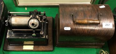 An oak-cased Edison "Gem" phonograph,