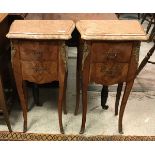 A pair of modern marquetry-inlaid two-drawer bedside chests in the Louis XV taste,