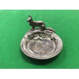 A modern French bronze dish with wolf decoration and verdigris patination