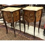 A pair of modern marquetry-inlaid two-drawer bedside chests in the Louis XV taste,