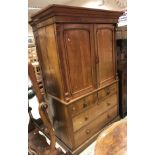 A Victorian oak linen press,