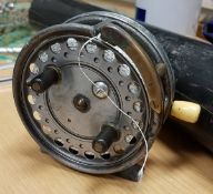 A Hardy "Silex Major" 3¾" spinning reel with auxilliary spool brake