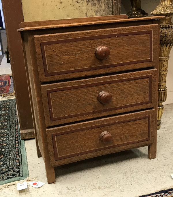 A 19th Century painted pine chest of three drawers of small proportions