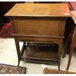 An Edwardian oak and parquetry-banded drinks cabinet,