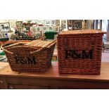 Two Fortnum & Mason canework picnic baskets