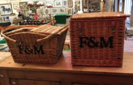 Two Fortnum & Mason canework picnic baskets
