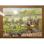 D J SMITH "Show pantechnicon with Four of Suffolk punches" pen and watercolour initialled lower