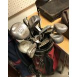 A golf bag and contents of Spalding Progen,