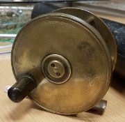 A Hardy brass Birmingham 4½" plate wind reel