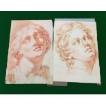 18th CENTURY CONTINENTAL SCHOOL two portrait sketches red chalk on paper unsigned