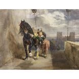 M JOHN FREDERICK TAYLOR (1802-1889) "Young man leading horse with further figures and castle gate