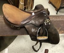An Old English saddle, seat approx 17",