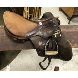 An Old English saddle, seat approx 17",