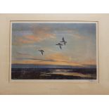 AFTER PETER SCOTT "Three Mallards" colour print, signed in pencil lower right,