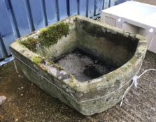 A natural stone D shaped trough CONDITION REPORTS Height approx 33 cm x width approx