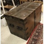A 19th Century oak and iron strapwork-bound silver chest,