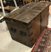 A 19th Century oak and iron strapwork-bound silver chest,