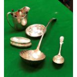 A collection of silver wares to include a small silver hinge lidded box inscribed "1873-78" on the