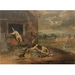 AFTER ALKEN "Hounds Chasing a Fox inside a Barn", print,