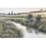 ELAINE PETTS "River landscape" watercolour signed and dated '86 lower right together with various