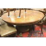 A Victorian mahogany circular breakfast table on pedestal support to lion's paw feet (replacement