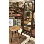 A 1930s walnut-framed cheval mirror in the early 18th Century manner and a circa 1900 mahogany