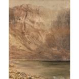 A MACBETH "Loch Landscape with Cliffs in Distance" watercolour, signed lower left,
