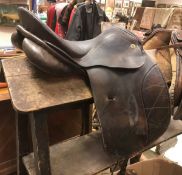 A general purpose brown leather saddle