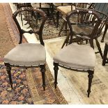 A pair of Victorian salon chairs each bearing paper label inscribed "From John Westley Cabinet