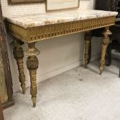 A carved giltwood and gesso console table in the 18th Century Continental manner,