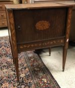 A 19th Century Dutch mahogany and marquetry inlaid pot cupboard,