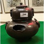 A 19th Century Chinese bronzed copper censer or incense burner,