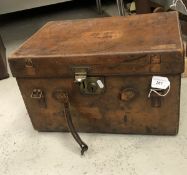 An Army & Navy leather case bearing label and stamp to front No'd "10"