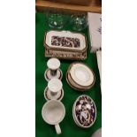 A collection of Wedgwood Cornucopia wares to include three pairs of dishes, a pair of candlesticks,