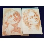 18th CENTURY CONTINENTAL SCHOOL two portrait sketches red chalk on paper unsigned
