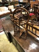 A 19th Century Continental fruitwood spinning wheel of typical form,