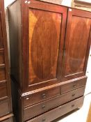 A 19th Century mahogany linen press