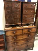 A Victorian mahogany chest of two short over three long drawers together with two small