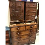 A Victorian mahogany chest of two short over three long drawers together with two small