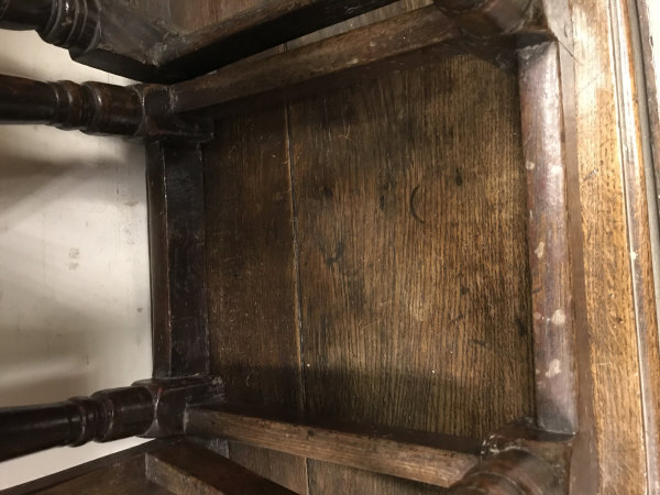 Two oak joint stools together with an oak credence style side table and an oak single leaf drop - Image 11 of 22