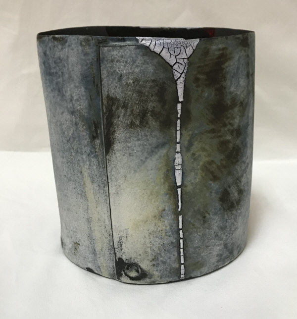 HILARY MAYO (Contemporary) - a hand-built stoneware vessel with dripped glaze detail,