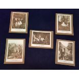 Cottingley Fairies interest: A collection of five "postcard prints" mounted on card of "A.