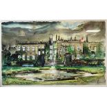 LUKE PIPER "Renishaw Hall south front" watercolour gouache pastel pencil and Indian ink,